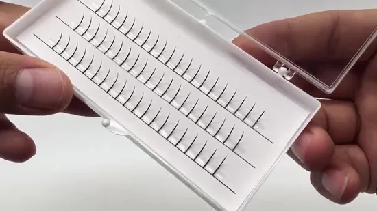 Mengfan 中国サプライヤー クラシック ハイブリッドまつげ ジェット ブラック マット ミンクつけまつげ、個別のオーバル フラットまつげエクステンション、フェアリー クラスターまつげ