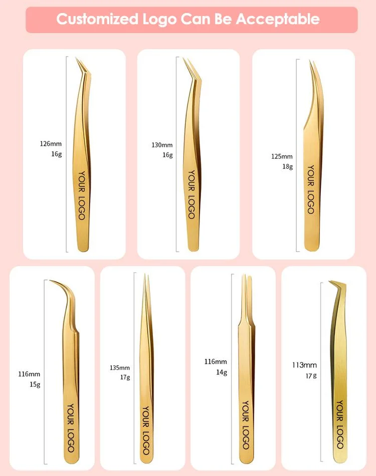 Lash Extensions Tweezers Set Stainless Steel Straight and Curved Tweezers Professional Volume Eyelash Extensions Tweezers