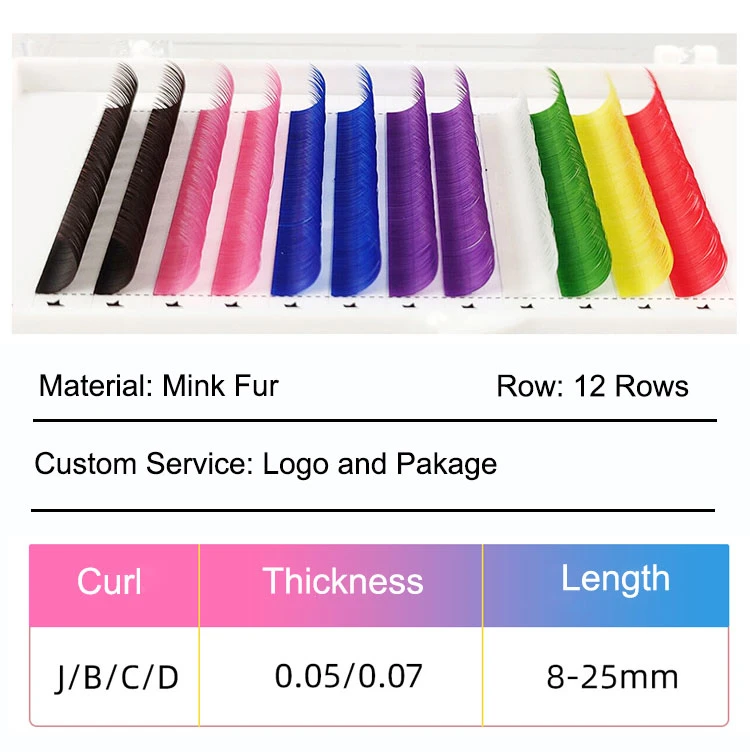 High Quality Colored Individual Volume Real Mink Color Eyelash Lash Extensions Trays Supplies