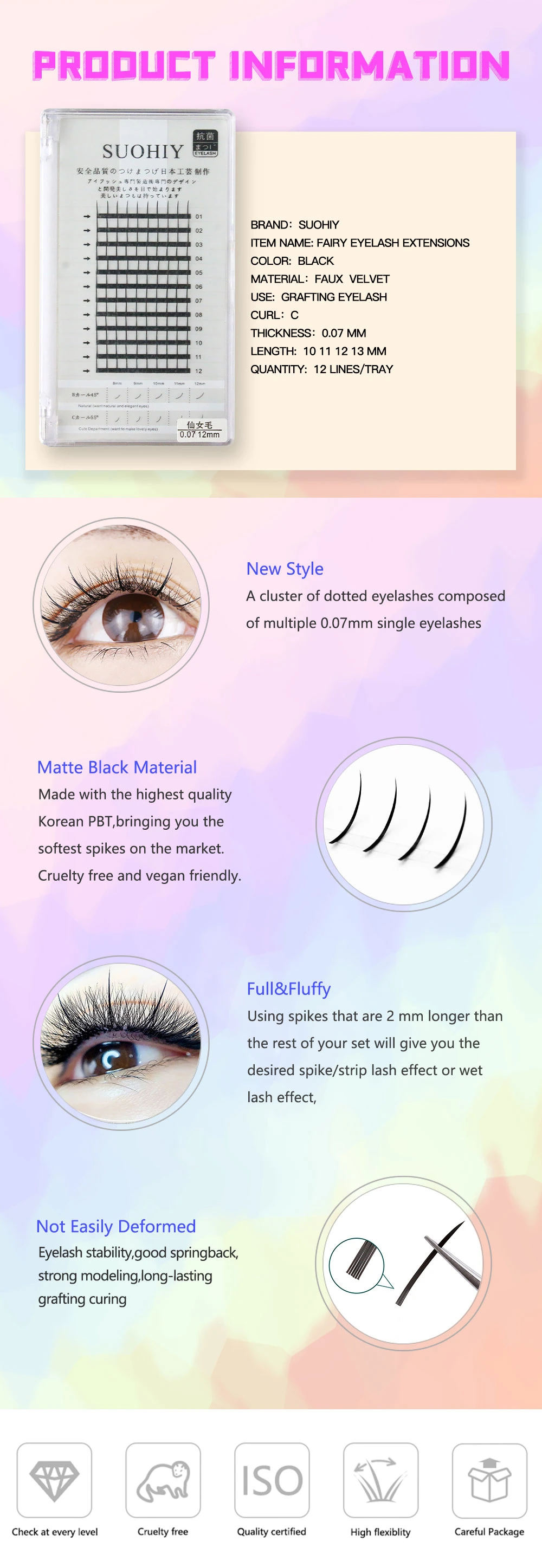 Factory Price A Shape Thick Single Lash Natural Curl Fairy Hair Per Box Fairy Self Grafting Individual False Eyelash Extensions