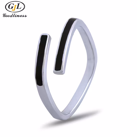 S925 Sterling Silver Enamel Glue Zircon Stack Wear Open Ring